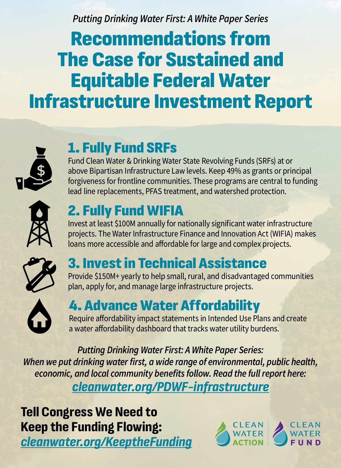 Infographic: Recomendations from The Case for Sustained and Equitable Federal Water Infrastructure Investment Report