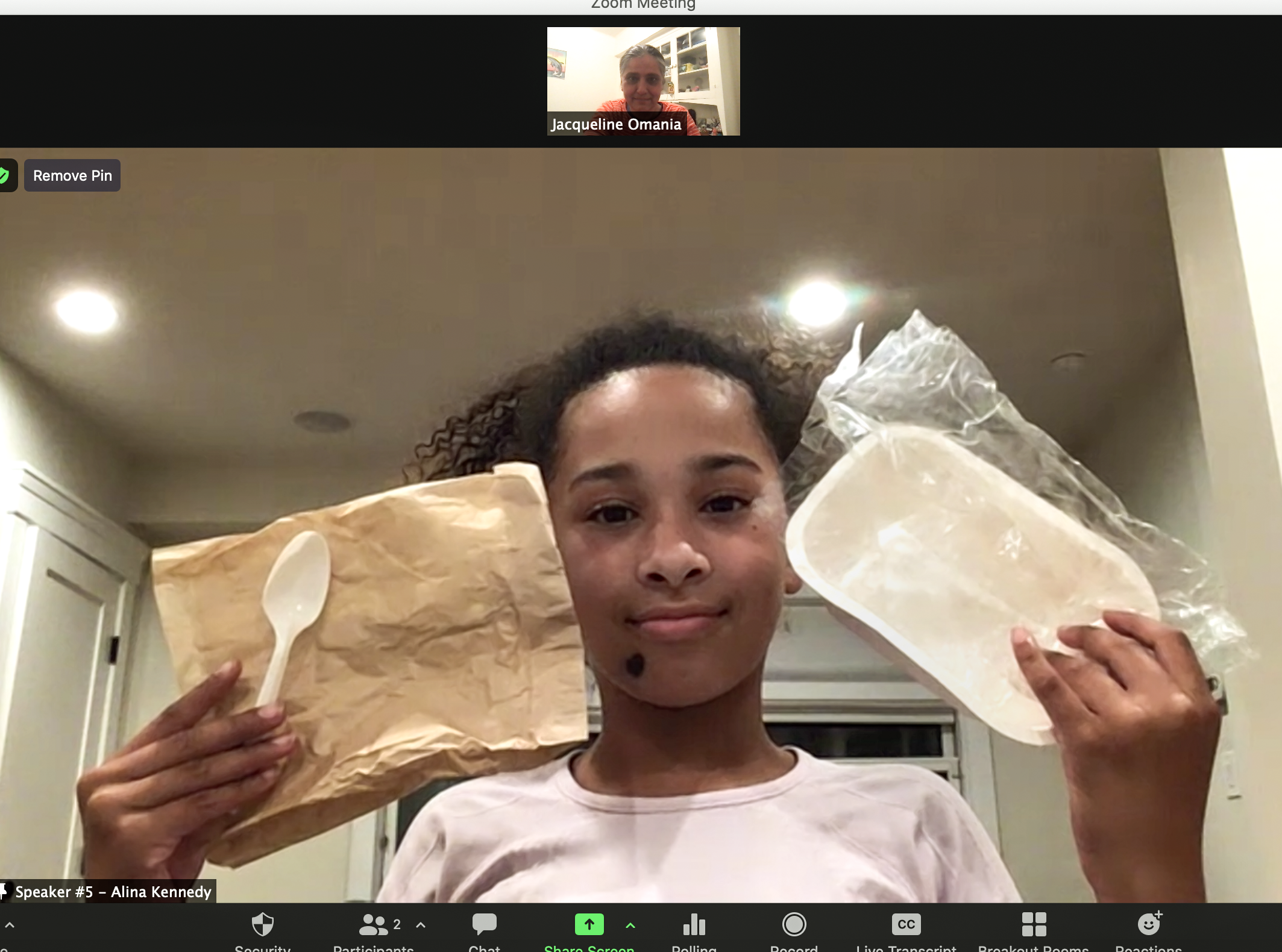 Screenshot of Alina Kennedy testifying about the problem of plastics