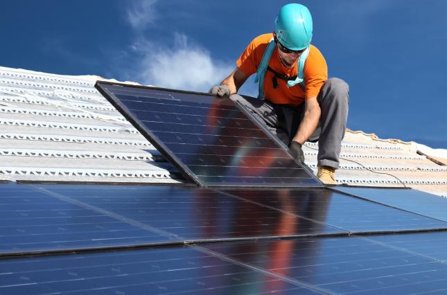 Rooftop solar panel installation