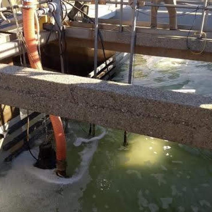 This is the chlorination process, where the water is injected with a 15 percent chlorine solution