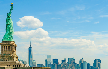 Statue of Liberty in New York Harbor. 