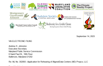 Screenshot of the beginning of the comment letter in the text of the blog post. At the top are the logos of signatories.