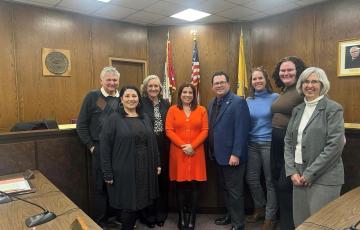 Image of the Borough of Garwood, NJ and Clean Water Action's Amy Goldsmith and Marta Young at the passing of a Skip the Stuff Ordinance