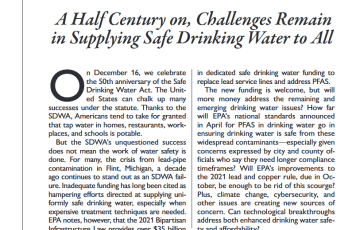 "A Half-Century on, Challenges Remain in Supplying Safe Drinking Water to All"