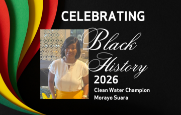 Black History Champion Graphic Morayo Suara with photo and BHM theme