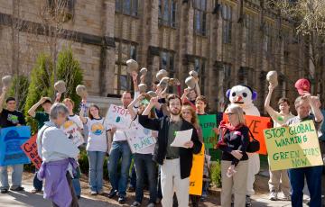 Former Clean Water Action CT Director at a Climate Rally