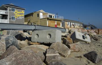 Post storm damage along a shore