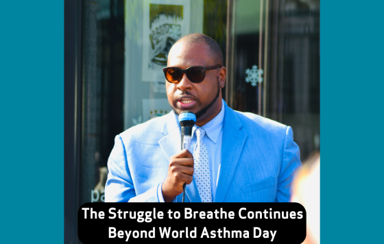 Image of Clean Water Action's Rev. Vernon K. Walker speaking at a World Asthma Day rally