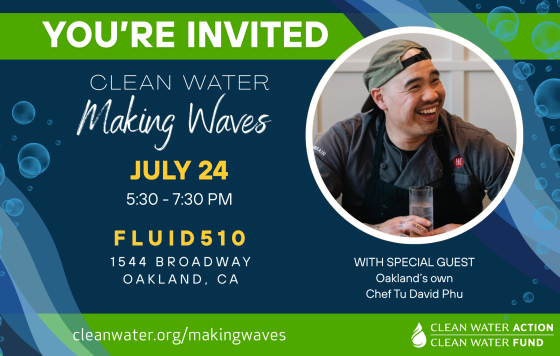 Clean Water Making Waves graphic showing special Guest Chef Tu David Phu