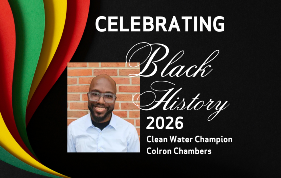 Black History Month Graphic with photo of Colron Chambers and BHM theme