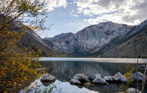 Mountain reflected in a still lake