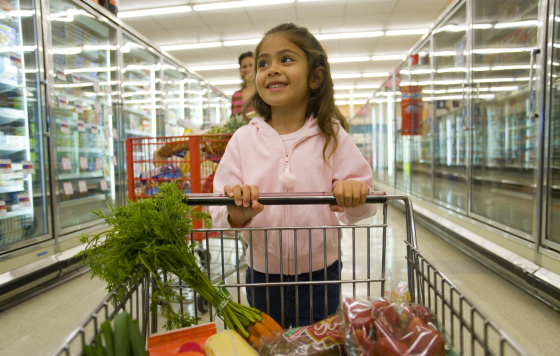 Girl grocery shopping 