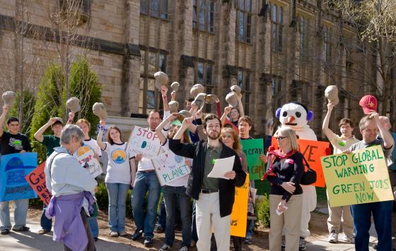 Former Clean Water Action CT Director at a Climate Rally