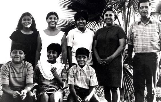Helen and Cesar Chavez with six of their eight children in 1969 near Delano, California. Standing from left are Anna, Eloise and Sylvia. Seated from left are Paul, Elizabeth and Anthony. (Photo: United Farm Workers)