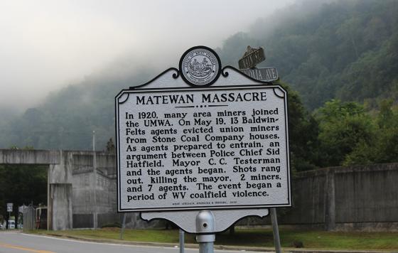 Matewan Massacre marker, Matewan, WV. photo: NDB